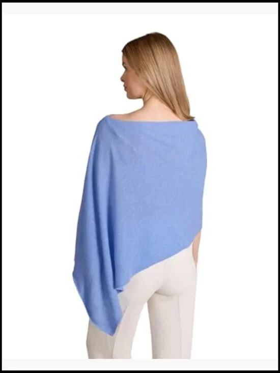 Luxe Cashmere Poncho Topper Lightweight Soft Cozy Versatile Elegant Chic - Picture 4 of 7